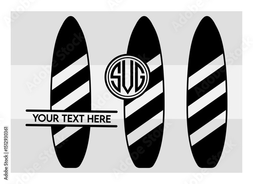 Surfboard SVG Silhouette Bundle, Surfing Silhouette, Summer Svg, Surf boards Svg, Surfing Board Svg, Surfboard Png, Surfboard Monogram Svg, Split Monogram, Circle Monogram 