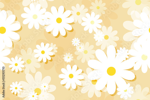 Seamless floral pattern with blooming daisies and chamomile, a beautiful summer nature illustration perfect for background design