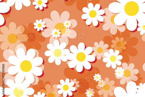 Seamless floral pattern with blooming daisies and chamomile, a beautiful summer nature illustration perfect for background design