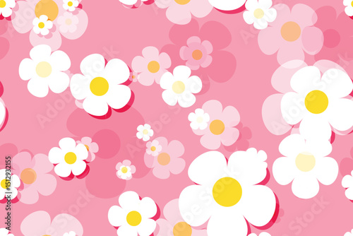 Seamless floral pattern with daisies and camomiles in a decorative summer design
