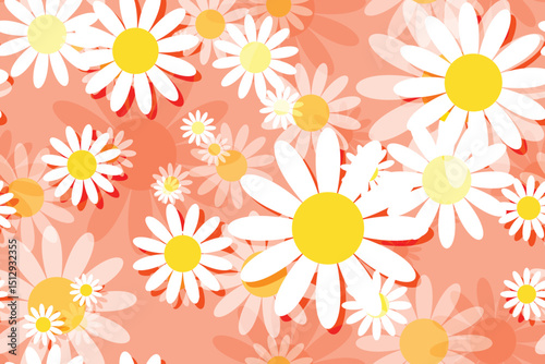 Seamless floral pattern with daisies and camomiles in a decorative summer design