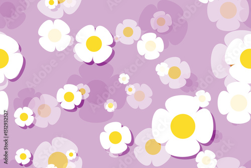Seamless floral pattern with daisies and camomiles in a decorative summer design