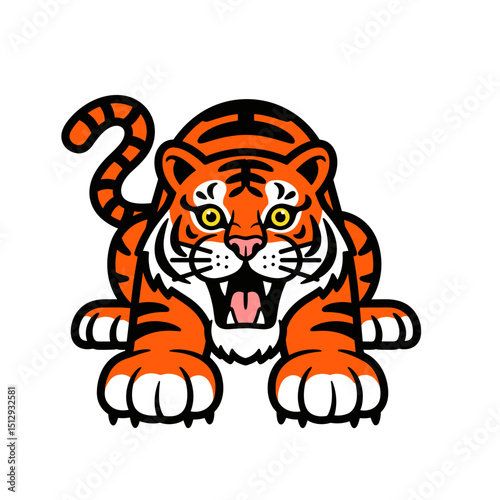Orange and Black Cartoon Tiger Cub Illustration