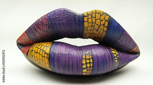 Vibrant colorful lips sculpture