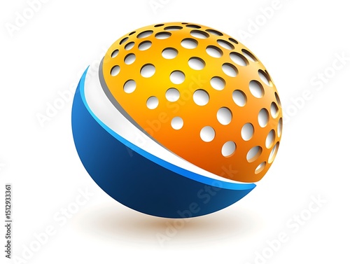 Abstract globe design with orange and blue