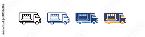 Food Truck Icon Set Multiple Style Collection  