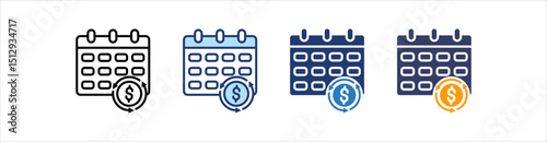 Recurring Payment Icon Set Multiple Style Collection  
