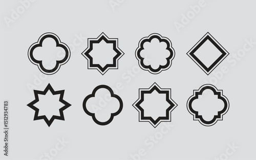 Islamic vector shape of a window or door arch. islamic shape illustration design blank islamic shape template frames. Elegant Islamic frame shape. Vector design Set. 