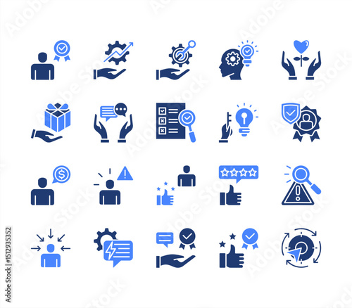 Customer assessment icon collection set. Containing service, feedback, satisfaction, survey, evaluation, quality, experience icon. Simple flat vector illustration.	
