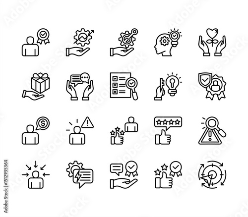 Customer assessment icon collection set. Containing service, feedback, satisfaction, survey, evaluation, quality, experience icon. Simple linevector illustration.	