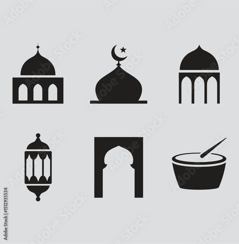 Arabic islamic celebration icon set vector illustration style icon
