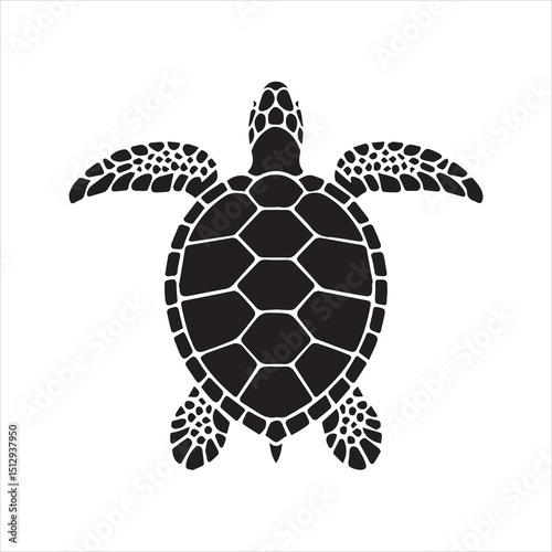  Sea Turtle Silhouette Icon – Marine Wildlife Vector Illustration