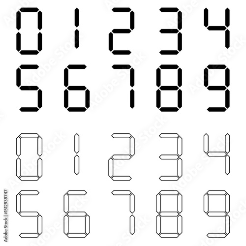 0から9のデジタル数字のイラストセット