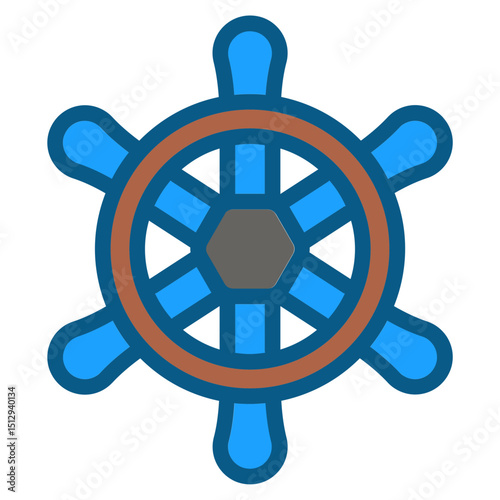 Ship steering wheel Flat Icon