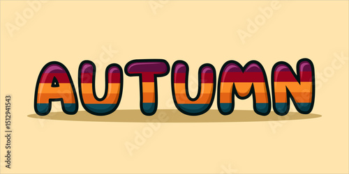 typography AUTUMN word art illustration, editable text effect, eps file format