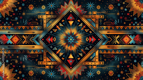 Tribal Tapestry: Celebrating Indigenous Heritage with Geometric Forms and Earth-Toned Colors