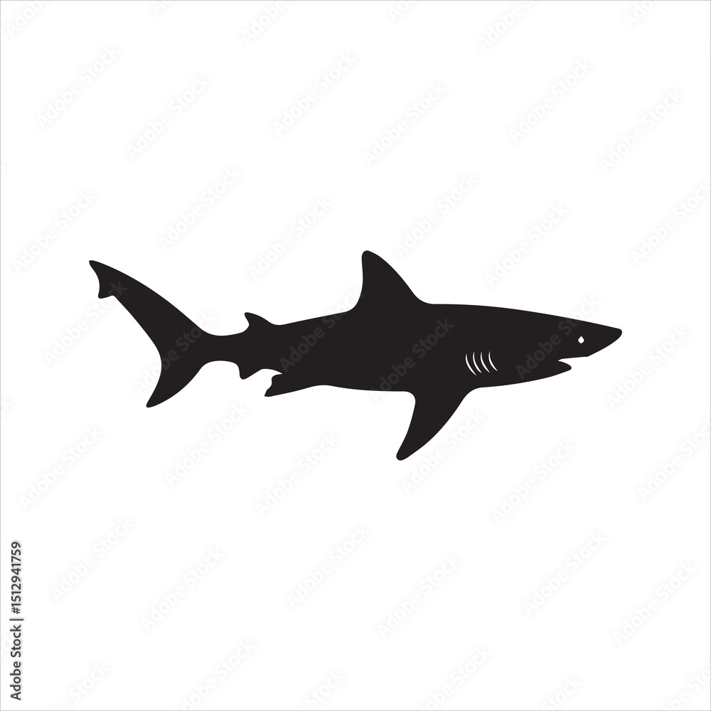 Naklejka premium Shark Silhouette Icon – Ocean Predator Vector Illustration