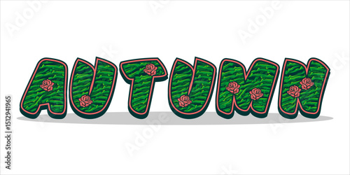 typography AUTUMN word art illustration, editable text effect, eps file format
