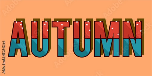 typography AUTUMN word art illustration, editable text effect, eps file format