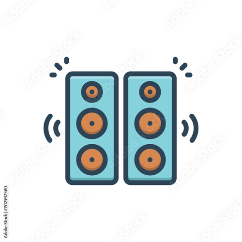 Color illustration icon for loud speaker