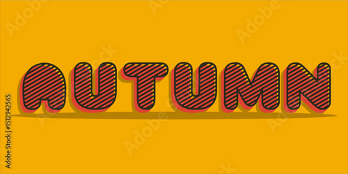 typography AUTUMN word art illustration, editable text effect, eps file format
