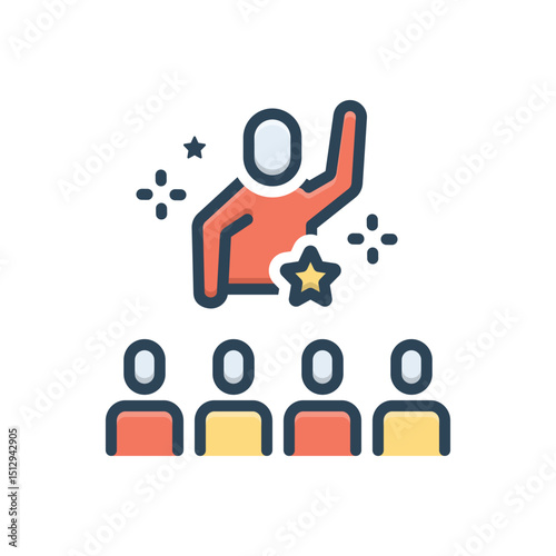 Color illustration icon for movie star