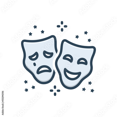 Color illustration icon for theater mask