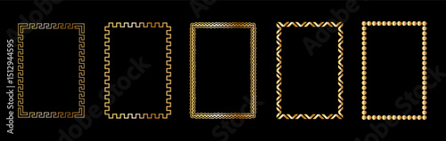 Vintage frames isolated on black background. Decorative gold frame. Trendy decorative frames for wedding invitations, greeting cards, prints.