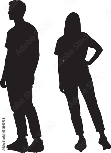 Silhouettes of a Couple Standing Apart