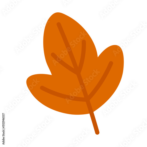 Vector illustration of a simple orange autumn leaf with visible veins, isolated on white background.