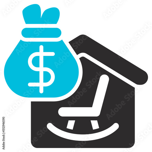Retirement Glyph Blue Grey Icon