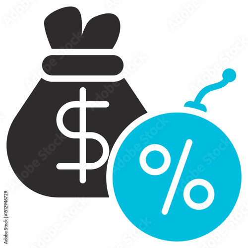 Debt Glyph Blue Grey Icon