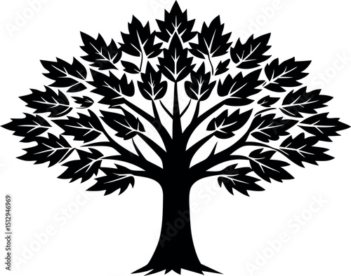 Tree silhouette vector. Isolated forest trees on white background