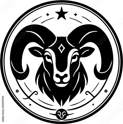 Aries zodiac silhouette vector illustration, isolated on white