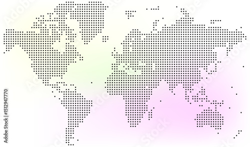 Minimalist vector dotted world map. Designed as a dotted world map. Every dotted world map country is marked using a grid-based dotted world map concept for modern visual appeal.