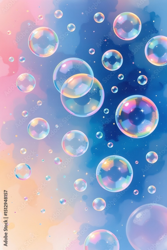 watercolor illustration of transparent bubbles with subtle pastel hues and gentle gradients. watercolor illustration of transparent bubbles with subtle pastel hues and gentle gradients.