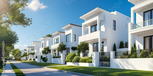 Street of suburban homes Illustrations created by AI