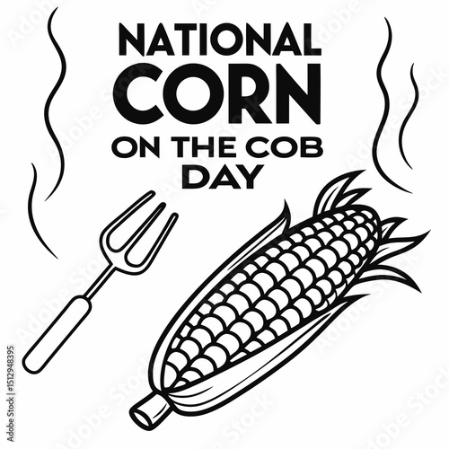 NATIONAL CORN ON THE COB DAY vector illustration