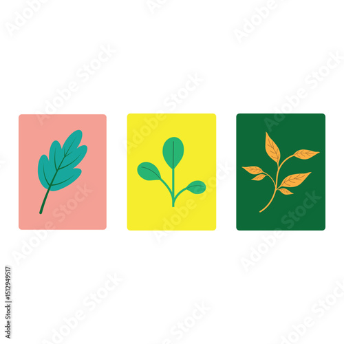 Stylized set colorful leaves logo vector