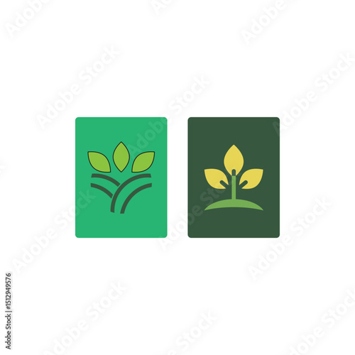 Stylized set colorful leaves logo vector