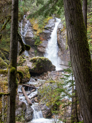 Waterfalls from Inland Rainforest Near Revelstoke, British Columbia, Canada