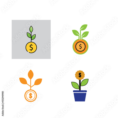 Stylized set of Economic colorful logos and symbol