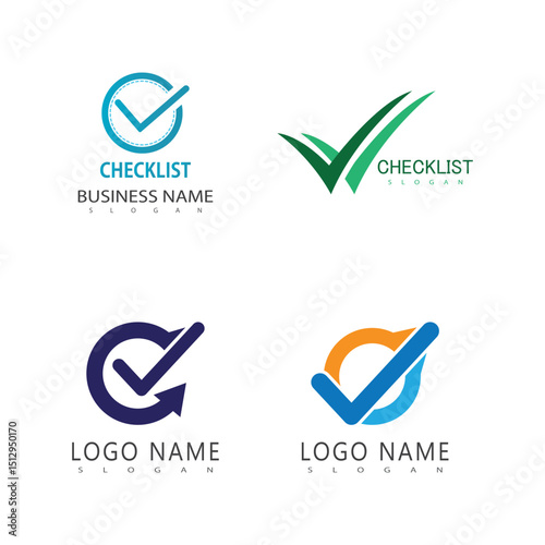 Stylized set Checklist logo vector symbol design