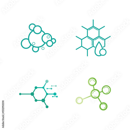 Stylized set molecule logos symbol design