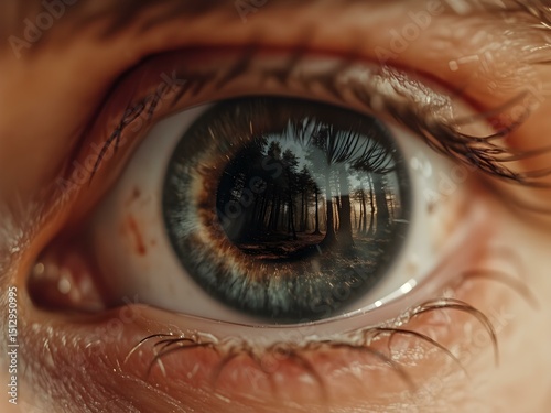 Intimate Gaze: A close-up view of a captivating eye, with intricate details and reflections of the world around it, inviting a moment of connection.