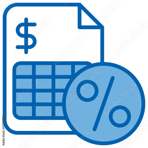 Tax Blue White Icon