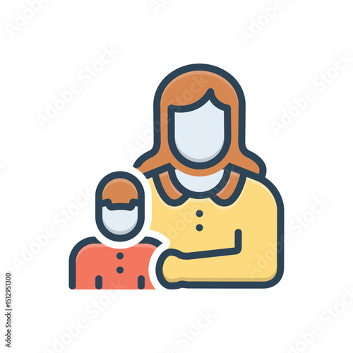Color illustration icon for mother