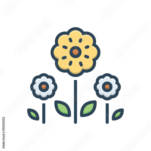 Color illustration icon for flower