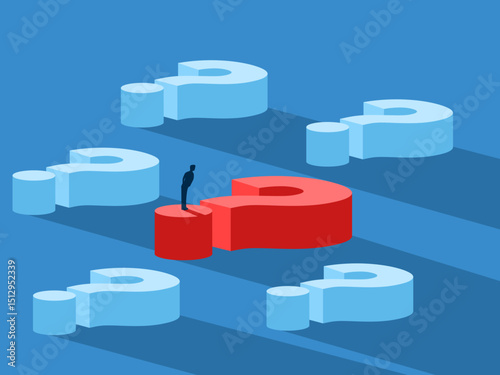 Businessman standing looking at obstacles on a big problem