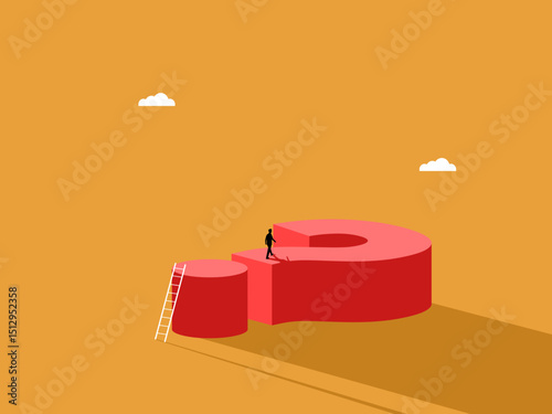 Businessman walking on a big problem and finding a way out